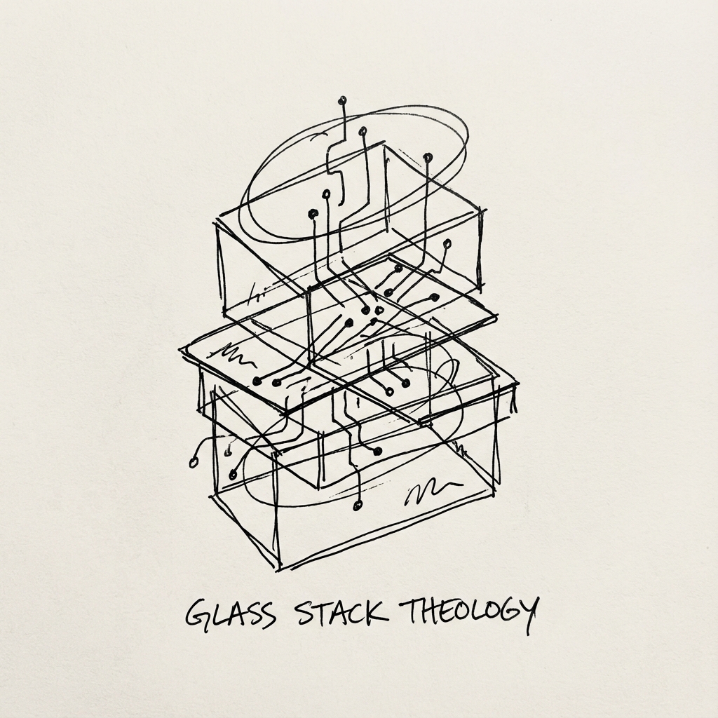Philosophical artwork for Glass Stack Theology